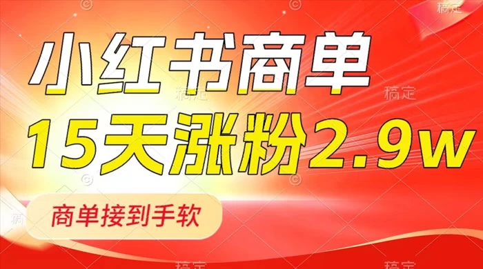 小红书商单最新玩法，新号 15 天 2.9w 粉，商单接到手软，1分钟一篇笔记 - 选优云网创