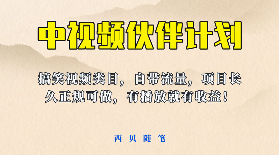 中视频伙伴计划玩法！长久正规稳定，有播放就有收益！搞笑类目自带流量 - 选优云网创