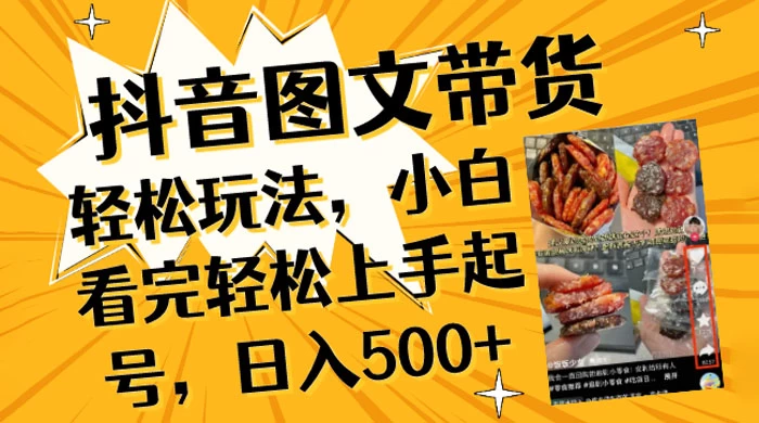 抖音图文带货轻松玩法，小白看完轻松上手起号，日入500+ - 选优云网创