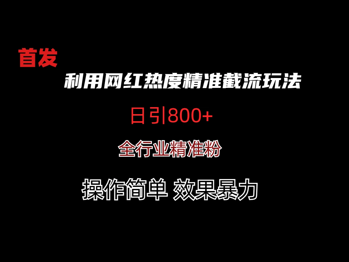 利用网红热度精准截流玩法(当日进粉800+) - 选优云网创