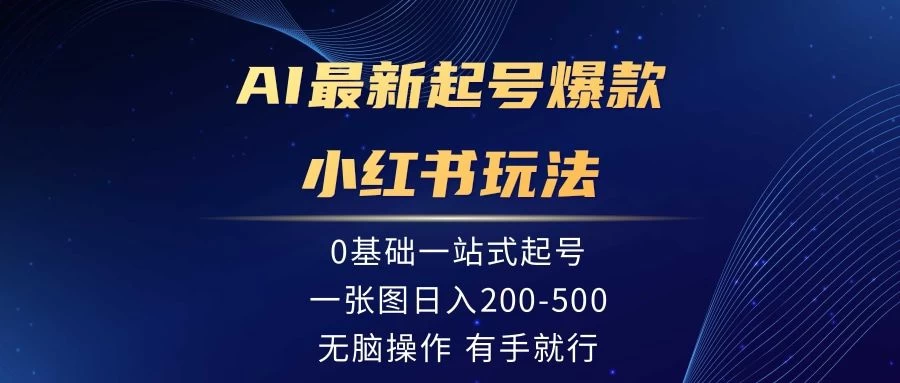 AI最新起号爆款小红书玩法，0基础一站起号，一张图日入200-500，无脑操作，有手就行 - 选优云网创
