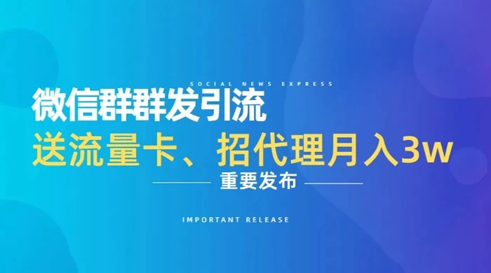 利用微信群卖流量卡，招代理，3 个月变现 11 万（附软件） - 选优云网创