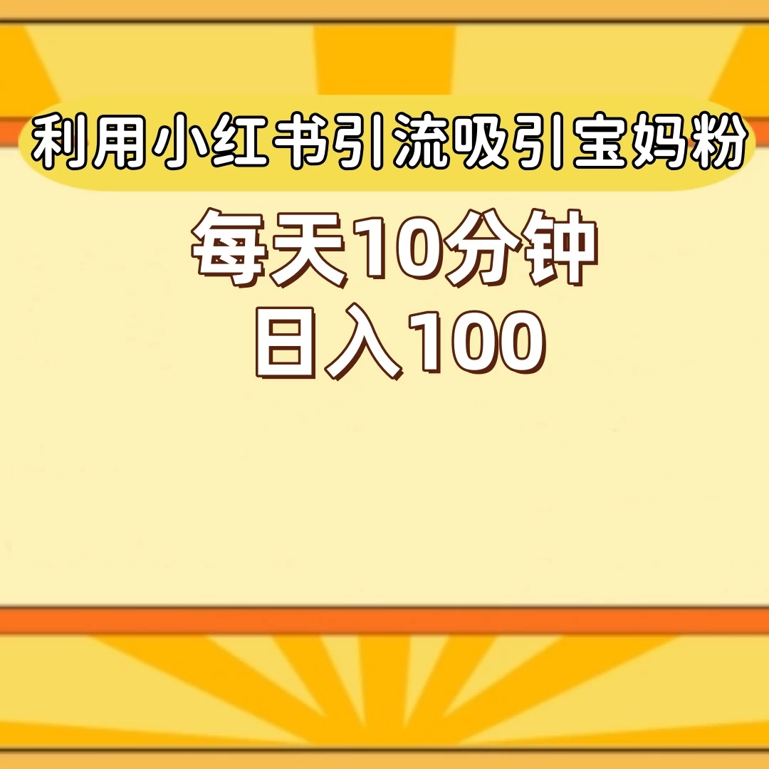 小红书引流吸引宝妈粉,每天10分钟,日入100+ - 选优云网创