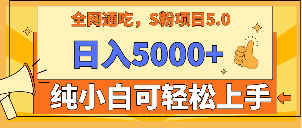 全网通吃,S粉项目5.0,最新野路子,纯小白可操作,有手就行,无脑照抄,单日变现5000+,纯保姆教学 - 选优云网创