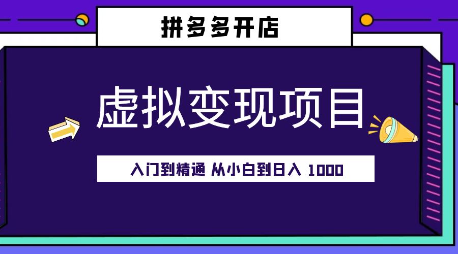 拼多多开店虚拟变现项目：入门到精通 从小白到日入 1000「完整版」 - 选优云网创