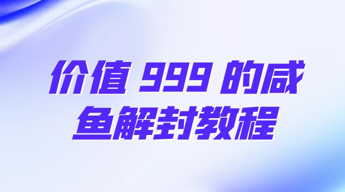 价值 999 的咸鱼解封教程 - 选优云网创