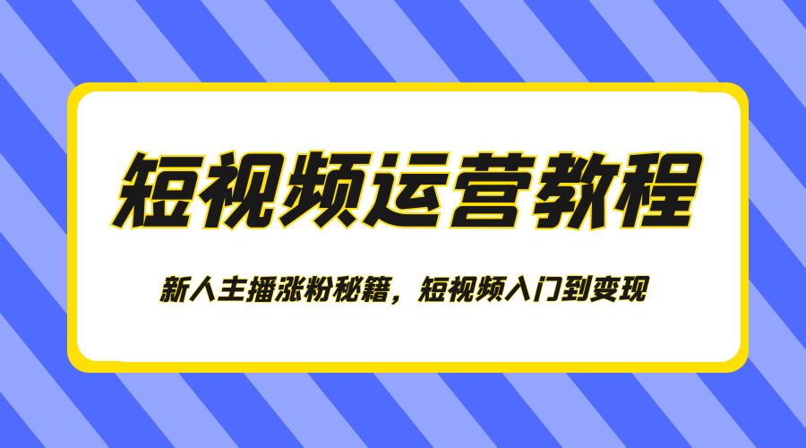 短视频运营教程：新人主播涨粉秘籍，短视频入门到变现 - 选优云网创