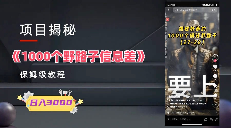 1000 个野路子信息差保姆式教程：单日变现 3000+ 的玩法解密 - 选优云网创