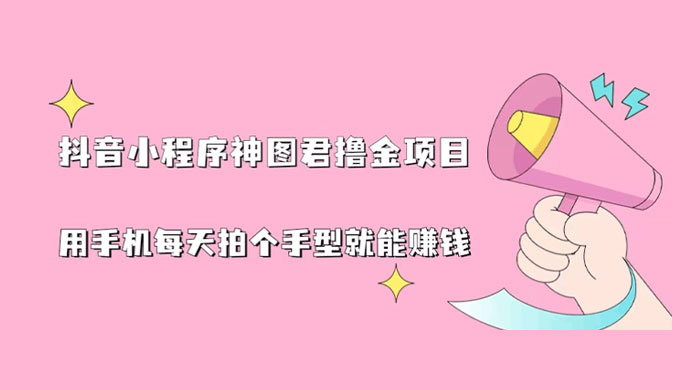 抖音小程序神图君撸金项目：用手机每天拍个手型挂载一下小程序就能赚钱 - 选优云网创