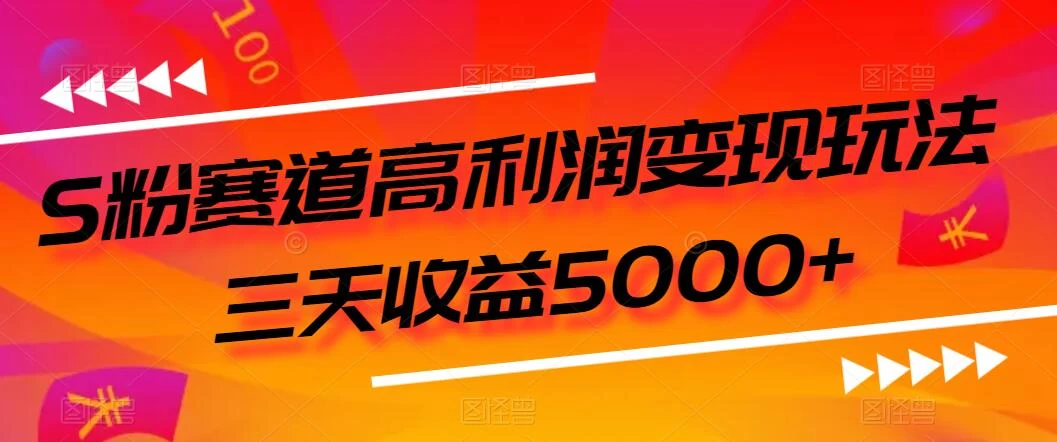 S粉赛道高利润变现玩法，三天收益5000+，从0到1实战教学，小白当天学会 - 选优云网创
