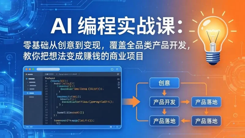 AI编程实战课-第三期-5月9更新：零基础从创意到变现，覆盖全品类产品开发，把想法变成赚钱项目 - 选优云网创