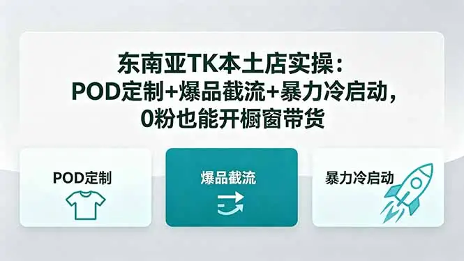 东南亚TK本土店实操-5月更新：POD定制+爆品截流+暴力冷启动，0粉也能开橱窗带货 - 选优云网创
