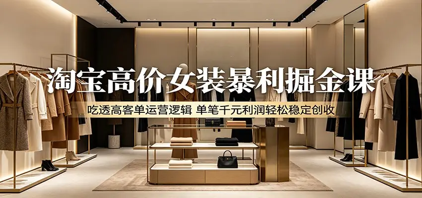 淘宝高价女装暴利掘金课：吃透高客单运营逻辑，单笔千元利润轻松稳定创收 - 选优云网创