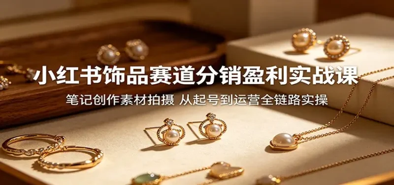 小红书饰品赛道分销盈利实战课：笔记创作素材拍摄，从起号到运营全链路实操 - 选优云网创