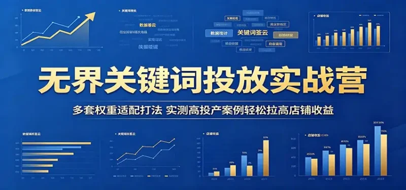 无界关键词投放实战营：多套权重适配打法，实测高投产案例轻松拉高店铺收益 - 选优云网创