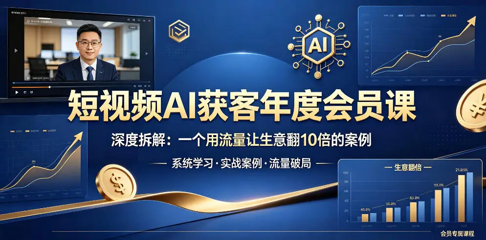 短视频AI获客年度会员课，深度拆解，一个用流量让生意翻10倍的案例 - 选优云网创