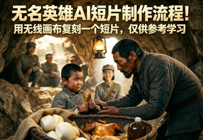 无名英雄AI短片制作流程！用无线画布复刻一个短片，仅供参考学习 - 选优云网创