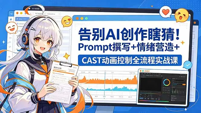 告别AI创作瞎猜！Prompt撰写+情绪营造+CAST动画控制全流程实战课 - 选优云网创