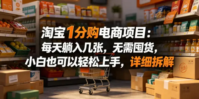 淘宝1分购电商项目：每天躺入几张，无需囤货，小白也可以轻松上手，详细拆解 - 选优云网创