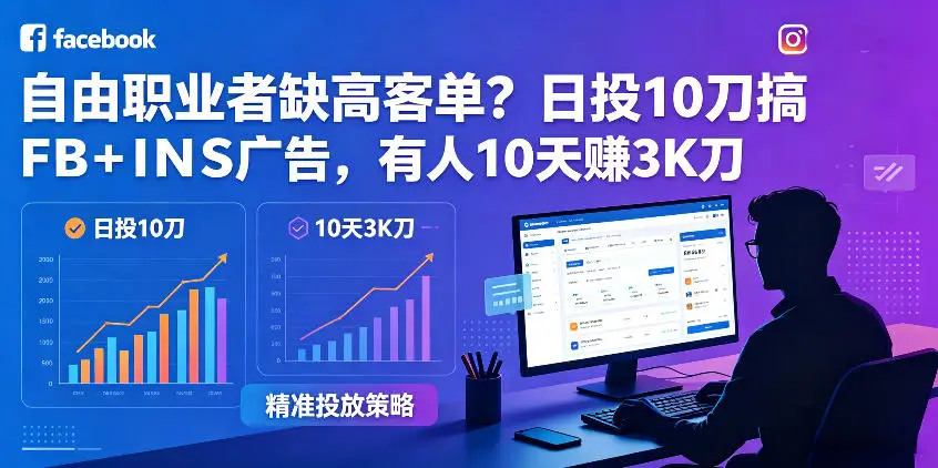 自由职业者缺高客单？日投10刀搞FB+INS广告，有人10天赚3K刀！【原创双语字幕】 - 选优云网创